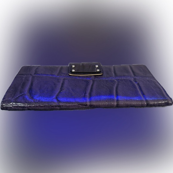 💜♠️💜KATE SPADE💜♠️💜Deep Purple Croc Embossed Clutch/NWOT - Picture 8 of 8